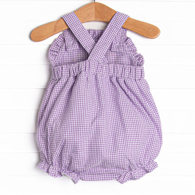 Summer in the Sand Applique Ruffle Sunsuit, Purple
