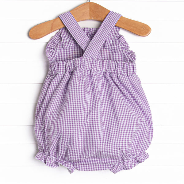 Summer in the Sand Applique Ruffle Sunsuit, Purple
