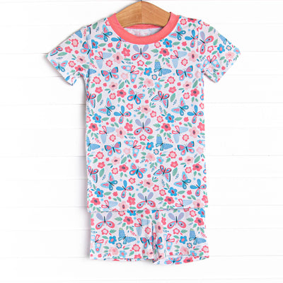 Butterfly Gardens Bamboo Pajama Short Set, Pink