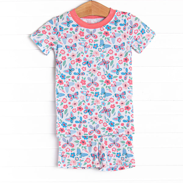Butterfly Gardens Bamboo Pajama Short Set, Pink