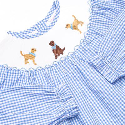 Golden Days Smocked Legging Set, Blue Gingham