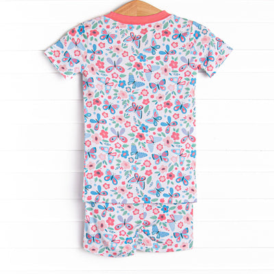 Butterfly Gardens Bamboo Pajama Short Set, Pink