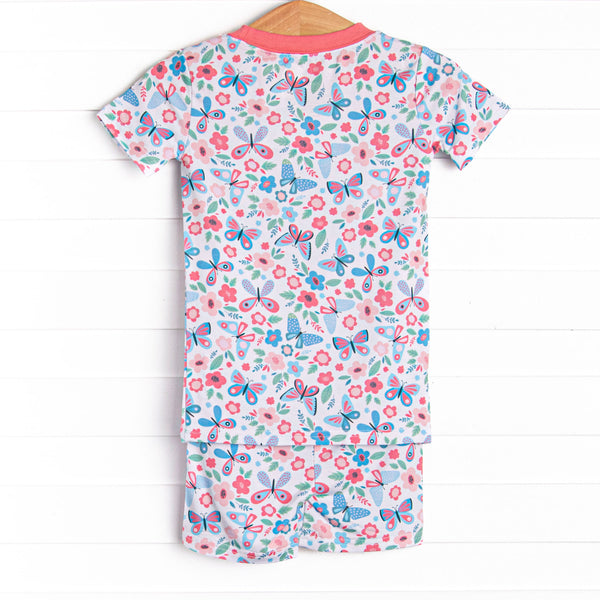 Butterfly Gardens Bamboo Pajama Short Set, Pink