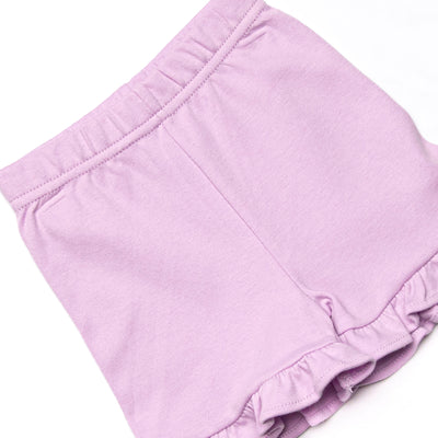 Elaine Scallop Short Set, Light Purple Stripe