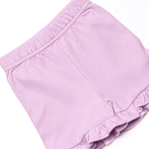 Elaine Scallop Short Set, Light Purple Stripe