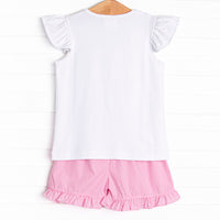 Toy Box Friends Smocked Ruffle Short Set, Pink