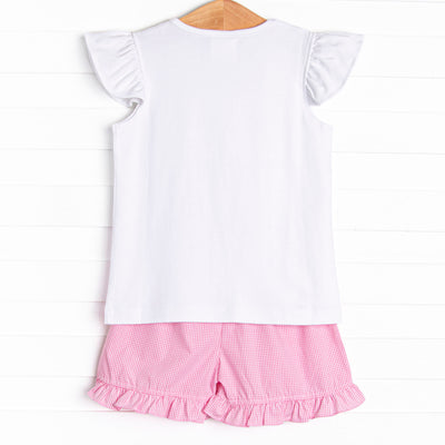 Toy Box Friends Smocked Ruffle Short Set, Pink