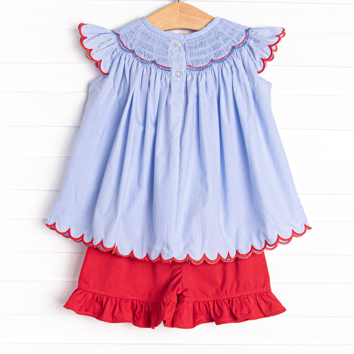 Prideful Banner Smocked Ruffle Short Set, Blue – Stitchy Fish