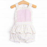 Criss-cross Colors Smocked Diaper Set, White