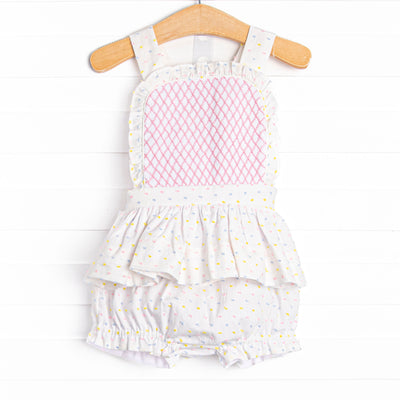 Criss-cross Colors Smocked Diaper Set, White
