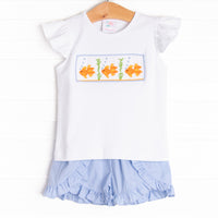 Goldfish Gal Smocked Ruffle Short Set, Blue