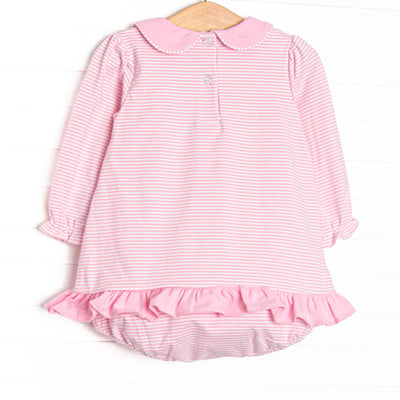 Here Comes the Sunflower Applique Skirted Bubble, Pink