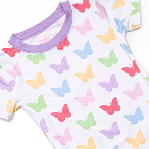 You Give Me Butterflies Bamboo Pajama Short Set, Purple