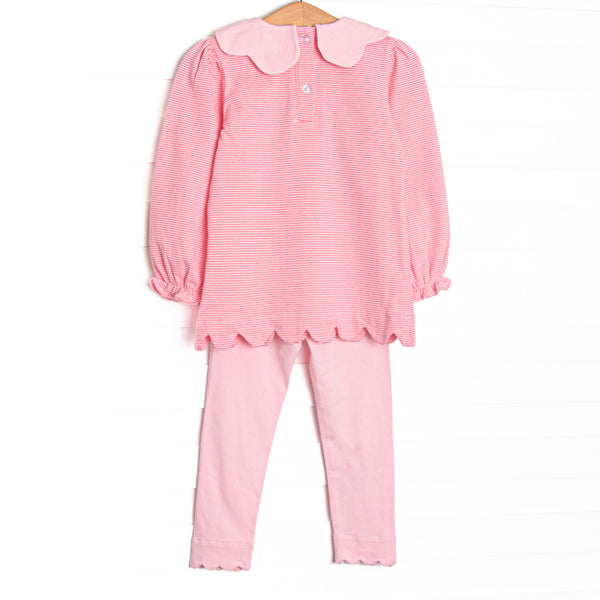 Petra Pink Scalloped Bib Legging Set, Pink