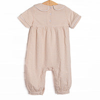 Jude Romper, Tan Gingham