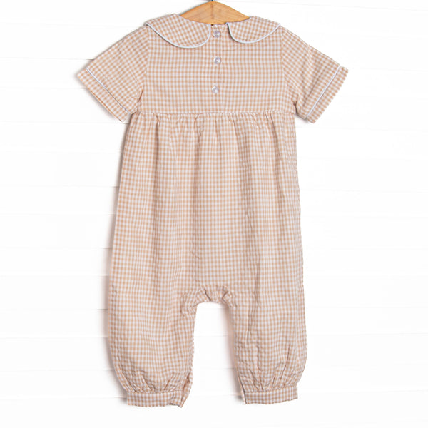 Jude Romper, Tan Gingham