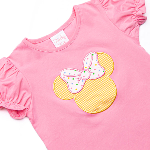 Polka Dot Park Day Applique Short Set, Pink
