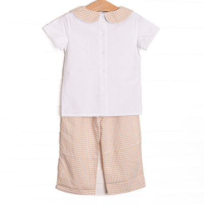 Jude Pant Set, Tan Gingham