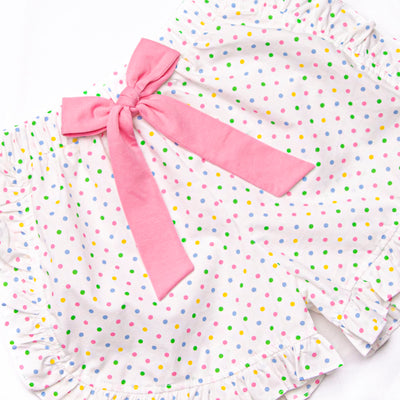 Polka Dot Park Day Applique Short Set, Pink