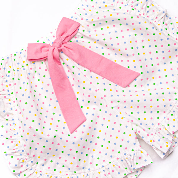 Polka Dot Park Day Applique Short Set, Pink