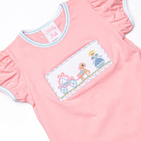 Carriage Ride Smocked Short Set, Pink