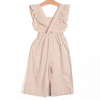 Judith Long Romper, Tan Gingham