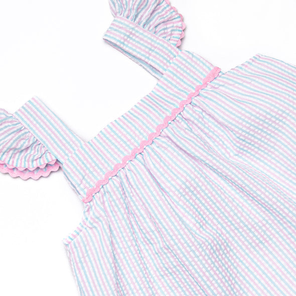 Malibu Mist Dress, Pink and Blue Seersucker