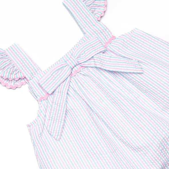 Malibu Mist Dress, Pink and Blue Seersucker