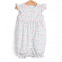 Sweet Pea Seersucker Bubble Romper, Pink