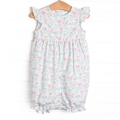 Sweet Pea Seersucker Bubble Romper, Pink