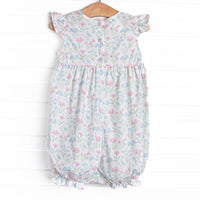 Sweet Pea Seersucker Bubble Romper, Pink