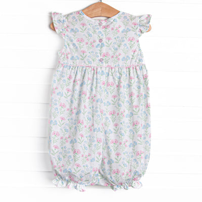 Sweet Pea Seersucker Bubble Romper, Pink