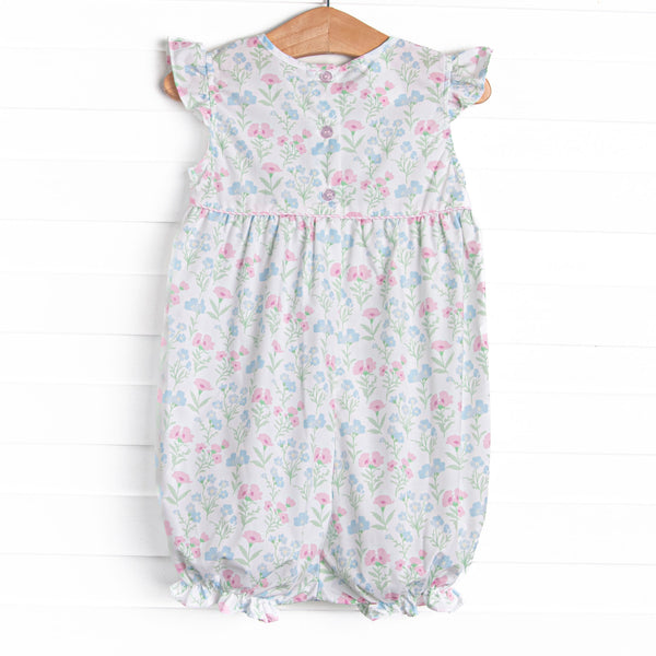Sweet Pea Seersucker Bubble Romper, Pink