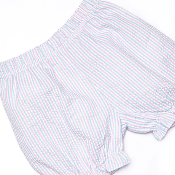 Malibu Mist Bloomer Set, Pink and Blue Seersucker