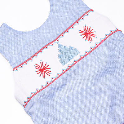 Firework Finale Smocked Bubble, Blue