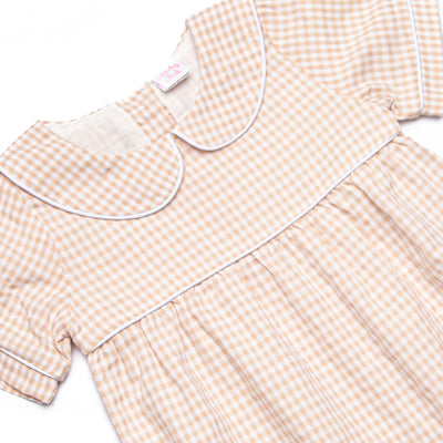 Jude Romper, Tan Gingham
