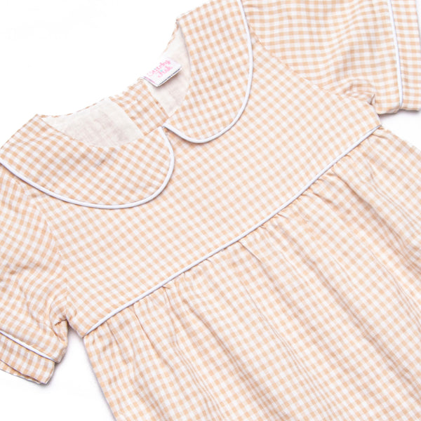 Jude Romper, Tan Gingham
