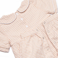 Jude Romper, Tan Gingham