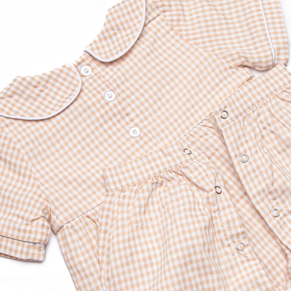 Jude Romper, Tan Gingham
