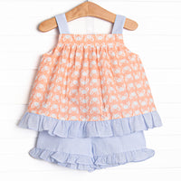 Palm Beach Pinchers Ruffle Short Set, Orange