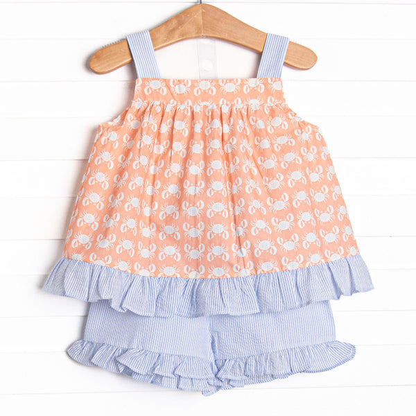 Palm Beach Pinchers Ruffle Short Set, Orange