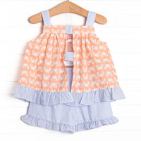 Palm Beach Pinchers Ruffle Short Set, Orange