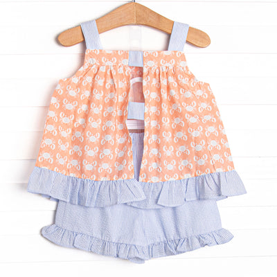 Palm Beach Pinchers Ruffle Short Set, Orange