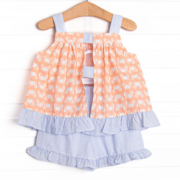 Palm Beach Pinchers Ruffle Short Set, Orange