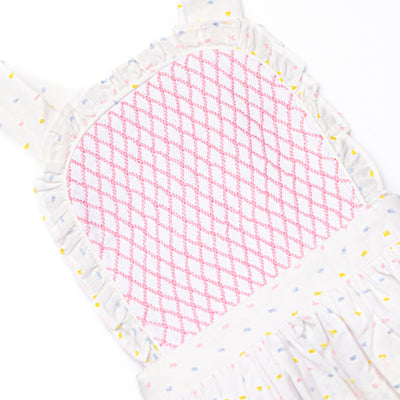 Criss-cross Colors Smocked Diaper Set, White