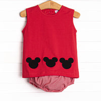 Classic Mouse Applique Diaper Set, Red