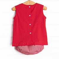 Classic Mouse Applique Diaper Set, Red