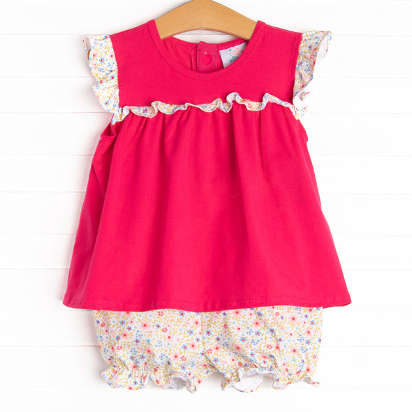 Fuchsia Florals Bloomer Set, Pink