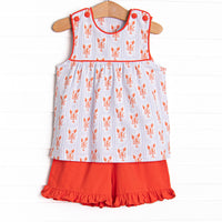 Coastal Catch Ruffle Short Set, Red