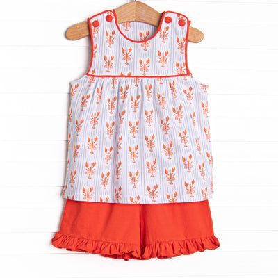 Coastal Catch Ruffle Short Set, Red